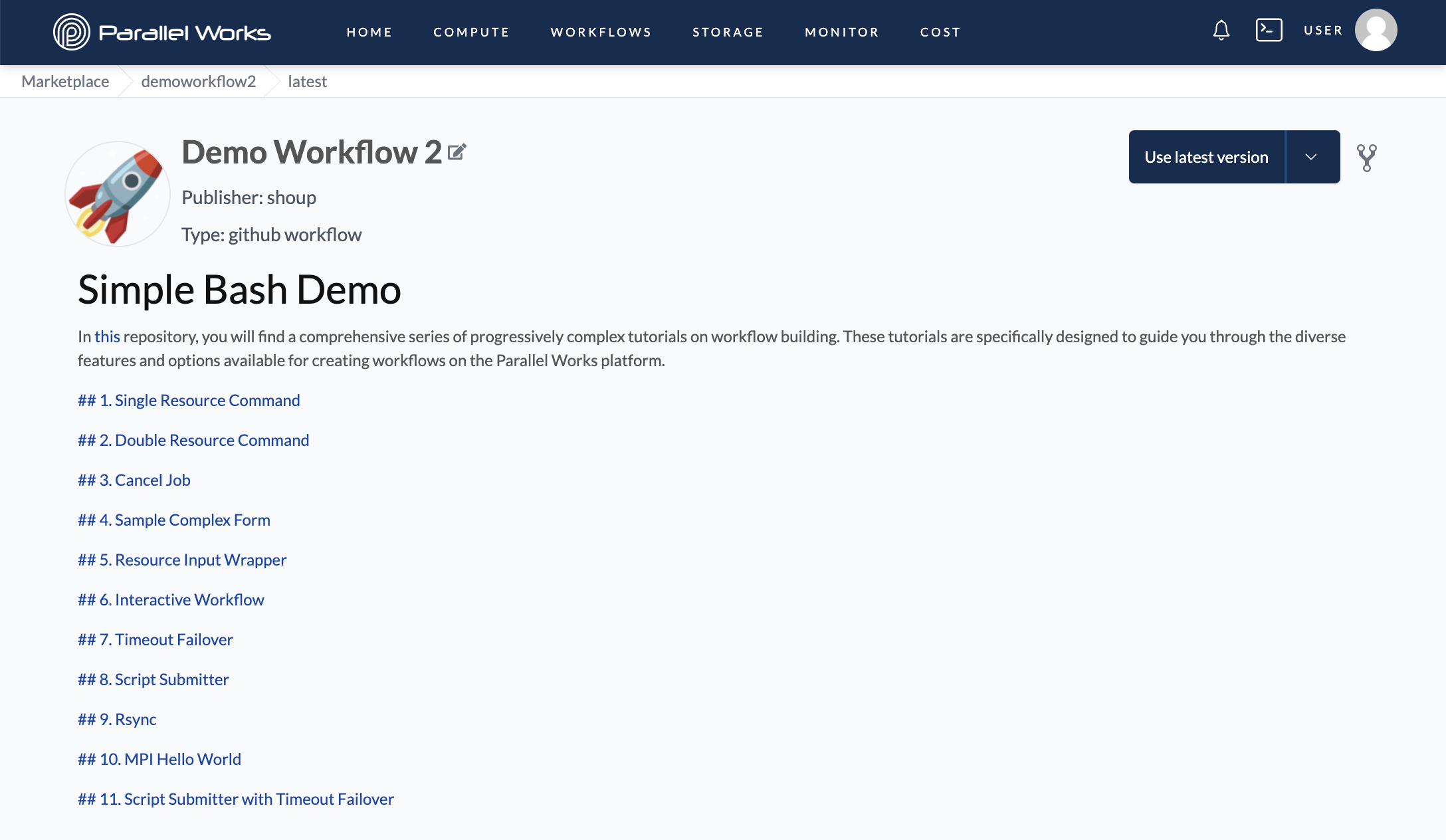 Screenshot of the new workflow&#39;s Marketplace page.